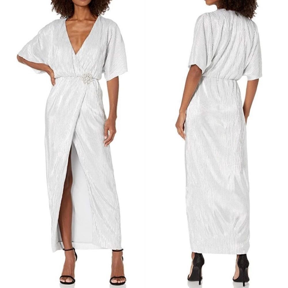 House Of Harlow 1960 X Revolve Sabrina Silver Maxi Dress NEW